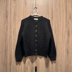 Sezane Black Othello Baby Alpaca Crew Neck Cardigan Size M
